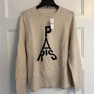NWT LOFT Beige Sweater with Paris Motif, L